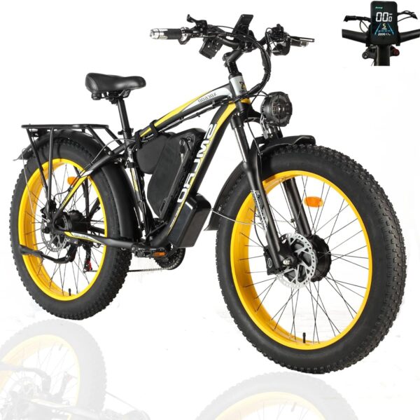 Fat Tire Electric Bike 2000w Ebikes for Adults 48V 22.4AH Removable Battery 35MPH Dual Motor 26 Electric Dirt Bike 21 Speed Hydraulic Disc Brakes Brand BROTOSPAC Size nan Explore the ultimate adventure with our Fat Tire Electric Bike! Dual 1000W motors, 48V 22.4Ah battery, 35MPH top speed, 26'' fat tires, and hydraulic disc brakes for a safe and thrilling ride. Perfect for off-road and city cruising.