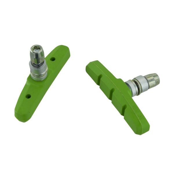 Fenix 70mm Bike Brake Pads WNut Green Fenix Cycles Brake Pad Length 70mm Upgrade your bicycle with Fenix 70mm Bike Brake Pads W/Nut from Fenix Cycles. These durable pads, with a length of 70mm, are bolted on with nuts, ensuring a secure fit on most bicycles. Available in various colors.