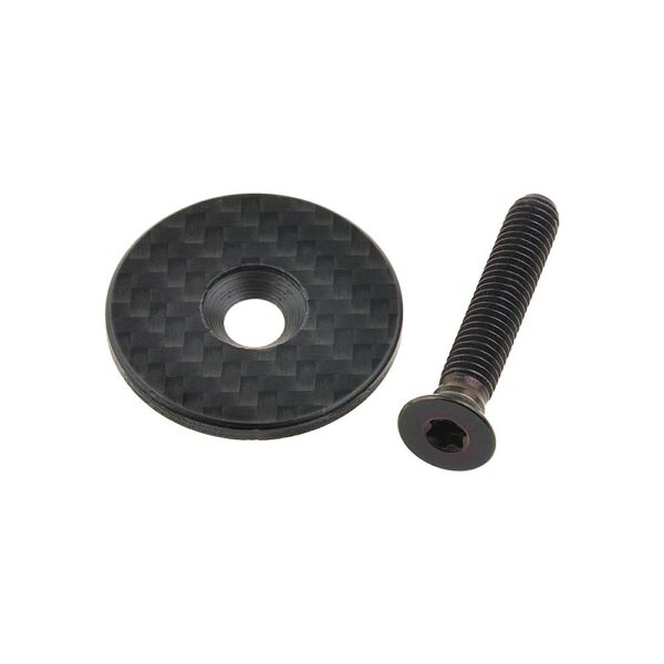 Full Carbon Fiber Headset Top Cap with Titanium Bolt M6 x 35mm for 1 18 MTB Road Bike Stem Black Matte Upgrade your bike with this lightweight and durable Full Carbon Fiber Headset Top Cap with Titanium Bolt. Fits most bikes, easy to install, and offers a sleek matte finish.