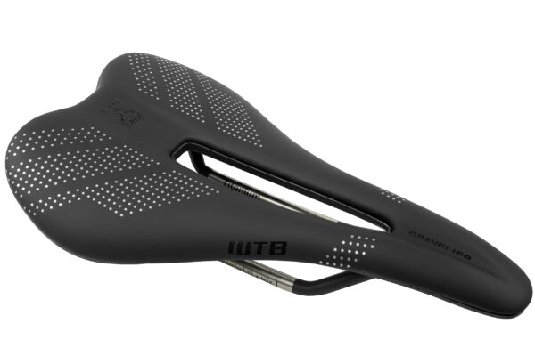 Gravel Cycling Saddle WTB Black Titanium Rails Enhance your gravel cycling experience with the WTB Gravelier Saddle. Featuring titanium rails and a center cutout to reduce perineal pressure, this saddle optimizes power transfer and comfort. Ride with speed and comfort on your next adventure!