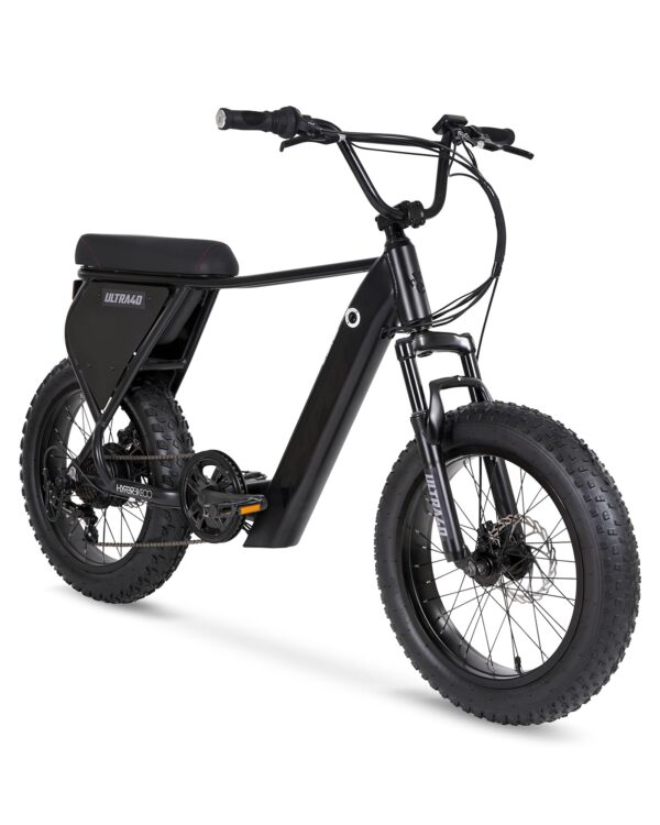 Hyper Ultra 20 Inch Fat Tire Electric Bike 36V Step Through Black Ebike 7 Speed Twist Shifters Enjoy a comfortable ride on any terrain with the Hyper Ultra 20 Inch Fat Tire Electric Bike. This electric bike features a 250W brushless motor, 36v 10.4Ah battery, and 7-speed twist shifters. With front suspension, dual disc brakes, and a max weight capacity of 220 lbs, it offers a smooth and safe riding experience. Perfect for daily errands or commuting with style, this bike can reach speeds of up to 20 MPH and a distance of 20 miles on a 4-hour fast charge. The durable aluminum frame and oversized padded seat ensure superior comfort for adults.