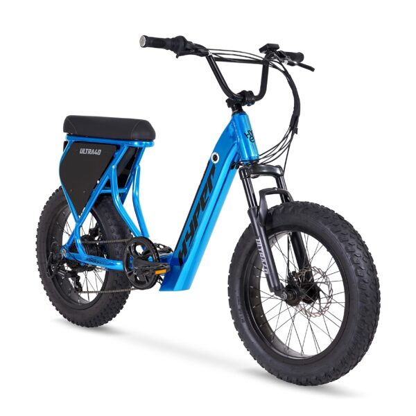 Hyper Ultra 20 Inch Fat Tire Electric Bike 36V Step Through Ebike Blue 20 MPH 7 Speed Twist Shifters Experience the Hyper Ultra 20 Inch Fat Tire Electric Bike for adults, featuring a 36V battery, 20 MPH speed capability, and 7-speed twist shifters. Perfect for commuting or leisure rides.