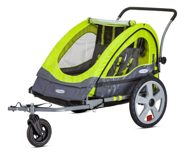 InStep Double Tow Behind Bike Trailer for Toddlers Kids Converts to Stroller Jogger 2 in 1 Canopy Multiple Colors Embark on versatile adventures with the InStep Quick-N-EZ double tow-behind bike trailer! With a sturdy design, 5-point harness, and weather-resistant canopy, it ensures safety and comfort for your little ones on the go.