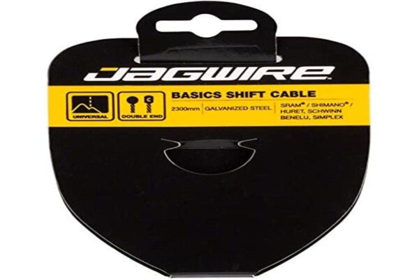 Jagwire Galvanised Basics Derailleur Cable 1.2 x 2300 mm SRAMShimano 12RG2300 Unisex Adult Grey Durable and quality cable, Galvanised steel, Length: 2300 mm. Compatible with Huret, Simplex and Suntour X-Press shifters. Unique disc style head. Pre-stretched and single-ended cables for easy installation.