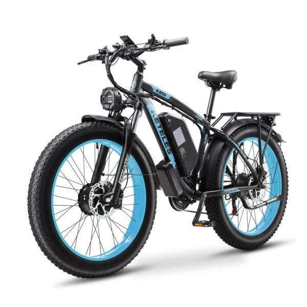 K800 Electric Bicycle 2000W Dual Motor 26 Fat Tire Removable 48V23AH Lithium Battery Hydraulic Disc Brakes BlueBlack Generic Experience the ultimate adventure with the K800 Electric Bicycle. Conquer any terrain with its 26x4.0 inch fat tires, powerful 2000W dual motor, and high-capacity 48V 23Ah removable battery. Enjoy a smooth and thrilling ride with front and rear shock absorbers. Perfect for off-road explorations and daily commutes.