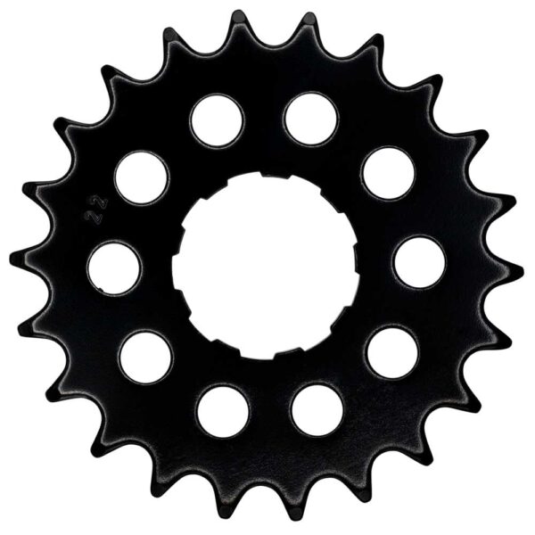 KMC Unisex Adult E Bike Drive Sprocket Black 22 Teeth 12 x 18 Durable Chrome Molybdenum Steel Enhance your e-bike performance with the KMC Unisex Adult E-Bike Drive Sprocket. Made of durable chrome molybdenum steel, this sprocket is designed for Bosch engines in active and performance models. Rust-resistant and wider than competitors, it ensures a longer service life.