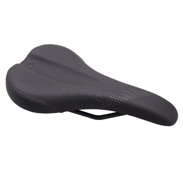 Koda Wide Steel Black Saddle WTB Cromoly 150mm x 255mm Experience all-day comfort with the Koda Wide Steel Black Saddle by WTB. Designed with a focus on female riders, this saddle features a generously open channel for pressure relief, microfiber cover, flex-tuned shell, and DNA padding. Weighing 310g, it offers a universal fit for cycling enthusiasts seeking durability and comfort. Say goodbye to snagged riding shorts with the seamless on-off transitions provided by the Koda's short nose design.