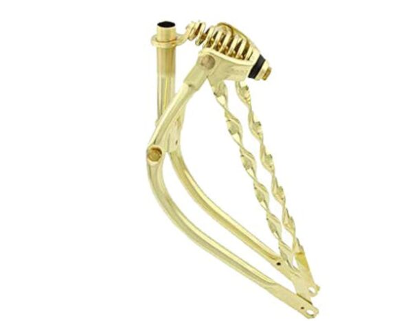 Lowrider Gold 20 Bike Bent Spring Fork 1 with Twisted Bars Size 20 Steel Enhance your bike with the Lowrider Gold 20' Bike Bent Spring Fork featuring twisted bars. Perfect for Cruiser, BMX, Trike. Made of durable steel.