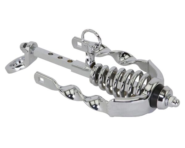 Lowrider Spring Fork Slammer Flat Twisted Extended Crown Chrome 165mm x 96mm Upgrade your decor with the Lowrider Spring Fork Slammer. Made of steel in a stylish chrome finish. Perfect for display purposes only.