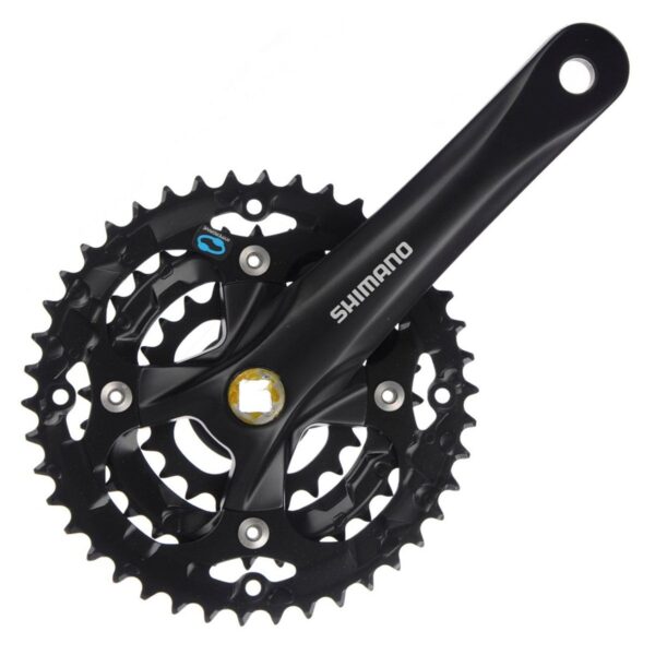 M361 Hybrid Crankset Black SHIMANO 170mm X 423222T Upgrade your biking experience with the SHIMANO M361 Hybrid Crankset in Black. This versatile crankset features a 175mm arm length and includes 3 chainrings (42/32/22T) along with a chainguard. Improve your performance with replaceable chainrings and shifting guides.