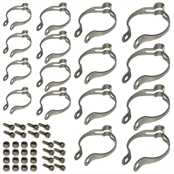 Metal Ring Firmly to Frame Bike Cable Guide 4 Sets of each 25.428.631.834.9mm Brake Cable Shift Cable Derailleur Cable Base Guide Clip Fitting Line Tube Housing Durable Total 16 sets Brand Pirhosigma Size nan Pirhosigma Metal Ring Firmly to Frame Bike Cable Guide - Compatible with 4.0-5.5mm housing or disc hose. Professional design for cable housing guides. Metal Ring firmly to frame. Available in 4 sizes: 25.4 mm, 28.6 mm, 31.8 mm, 34.9 mm.