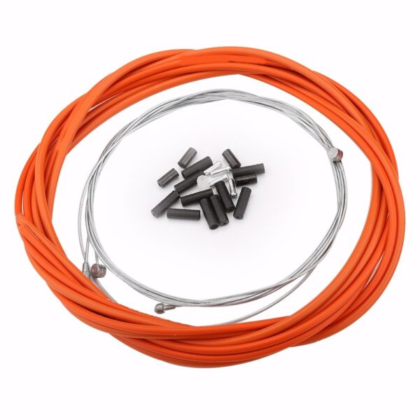 Mountain Bike Brake Cable Replaceable Wire with Housing Set Ferrules Color Orange for Front Rear Brake VGEBY High-quality brake cable made of sturdy metal & plastic. Cuttable to desired length. Includes protective ferrules & caps. Suitable for road & mountain bikes.