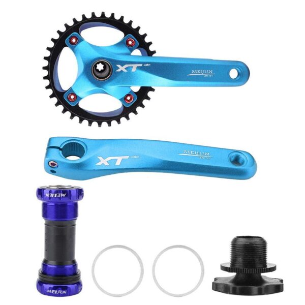 Mountain Bike Crankset Aluminum Alloy Integral Single Speed Crank Set Blue by VGEBY 170mm Arm Length Upgrade your biking experience with this premium aluminum alloy crankset including crank arms and bottom bracket. Precision machining for chain retention and noise reduction. Suitable for Shimano, Sram, and more. Satisfaction guaranteed.