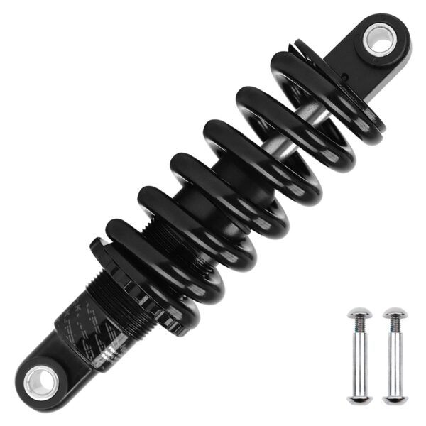 Mountain Bike Rear Shock Absorber 125mm 5 150mm 6 165mm 6.5 190mm 7.5 Color 165mm Size 1500Lb High-strength and durable Mountain Bike Rear Shock Absorber with various sizes and weight capacities. Improve shock absorption and reduce bumps. Color: Black.