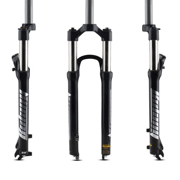 Mountain Bike Spring Suspension Fork 2627.529 80mm Travel Bike Disk Brake Front Fork 1 18 Straight Quick Release HL27.5 Black HIMALO Professional mountain bike spring suspension fork with 80mm travel, manual lockout, and aluminum alloy build for optimal outdoor cycling experience. Suitable for 26/27.5/29-inch bikes.