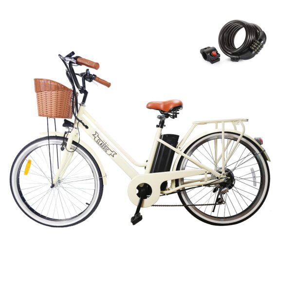 NAKTO Electric City Bike for Adults 250W350W E Bike with Removable Waterproof Battery Enjoy a leisurely cycle with the 2020-Newest NAKTO electric bike. Powered by a 350W motor, switch between three modes for up to 25-35 miles per charge. All-terrain tires, six-speed gears, and comfortable saddle make longer journeys a breeze.