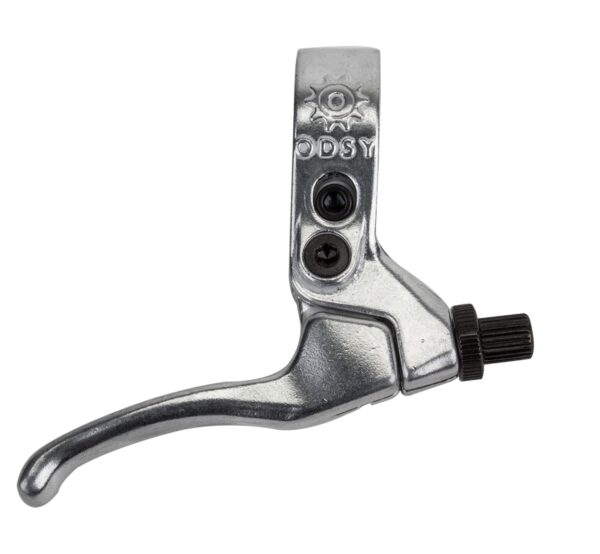 Odyssey Springfield Medium Lever Polished Alloy Construction U Brakes Monolever Design Enhance your bike with the Odyssey Springfield Medium Lever Polished. This lever features full alloy construction with a 2-piece hinged clamp, designed for u-brakes. With design cues inspired by the Monolever, it adds style and functionality to your ride.