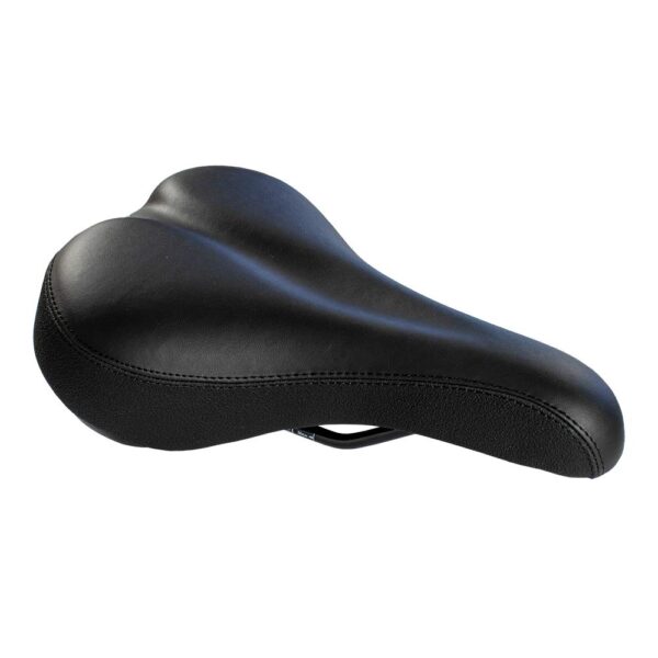 Planet Bike Comfort Classic Womens Bike Seat Black Sit Bone Foam Padding Anatomic Relief Experience ultimate comfort with the Planet Bike Comfort Classic women's bike seat in black. Featuring sit-bone foam padding and a center recess for anatomic relief, this weather-resistant seat is designed for durability. Steel rails ensure stability while weighing only 421 grams, making it ideal for long rides. Find your perfect fit with this mid-width and mid-length saddle.