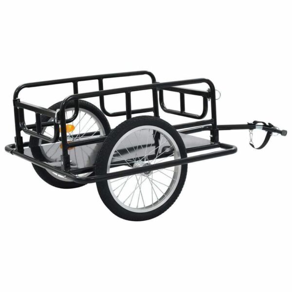 RICA J Bike Cargo Trailer Trail Gator 16 Wheels 110 lbs Capacity Iron Black Convenient bike cargo trailer with 16' wheels, 110 lbs capacity, easy installation hitch. Ideal for carrying luggage, shopping, cycling, camping.