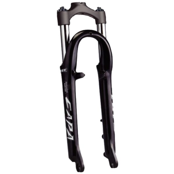 RST Capa T Suspension Fork 26 200mm 50mm 25.4mm Steerer Black Upgrade your cross country biking experience with the RST Capa-T Suspension Fork. Featuring 80mm travel, coil spring with rebound adjustment, and suitable for disc or V-brakes. This fork is designed for performance with alloy lower legs and crown, steel steerer, and a lightweight build of 2060g.