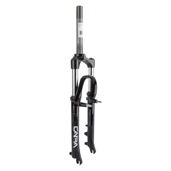 RST Capa T Suspension Fork 26 Black 200mm 50mm 28.6mm Steerer Upgrade your ride with the RST Capa-T Suspension Fork in Black. Featuring 200mm travel, coil spring, and alloy construction for durability. Suitable for disc or V-brake systems.