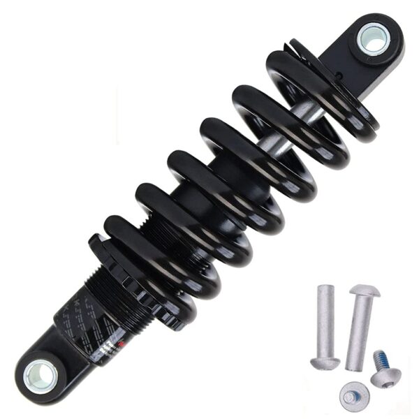 Rear Shock Absorber 125mm 150mm Spring Suspension 150Lbs 250Lbs 350Lbs 450 Lbs 650Lbs with Bushing and Screw Color 125mm Size 250Lbs High-quality Rear Shock Absorber with Spring Suspension for DH, XC, electric bikes, and more. Adjust spring hardness for a smooth ride. Color: 125mm, Size: 250Lbs. Get yours now!