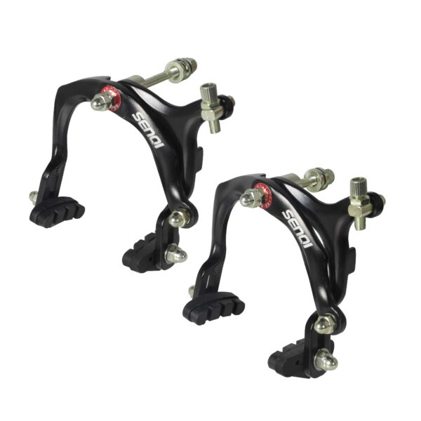 SENQI Aluminum Alloy C Shape Bike Brakes Set with Rubber Shoes for Mountain Road Bikes Enhance your biking experience with the SENQI Bike Brake Set. Made of durable aluminum alloy, these brakes offer wear-resistant pads for safer cycling. Easy to install and suitable for various bikes.