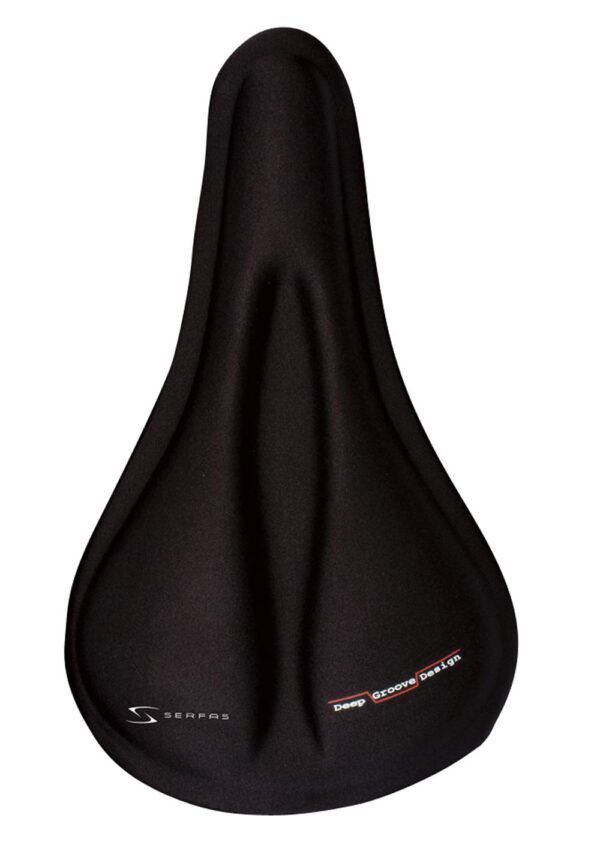 SERFAS Hybrid Like Lycra Black Saddle Pad for Performance Style Saddles Upgrade your indoor cycling experience with the SERFAS BMP-AT saddle pad. Designed for performance saddles, it offers comfort, grip, and easy installation. Say goodbye to shared gym saddles!