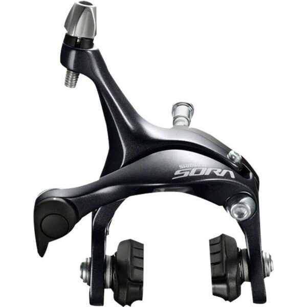 SHIMANO BR R3000 SORA Road Brake Caliper Short Pull SLR Black Front Enhance your ride with SHIMANO BR-R3000 SORA Road Brake Caliper. Enjoy better braking power and performance, a 20% increase in braking effectiveness, and an adjustable angle design for optimal control. This brake caliper is ideal for entry-level riders and features a resin brake cable quick-release, aluminum body with painted finish, and 28mm max tire size. Upgrade your cycling experience with this high-performing brake caliper.