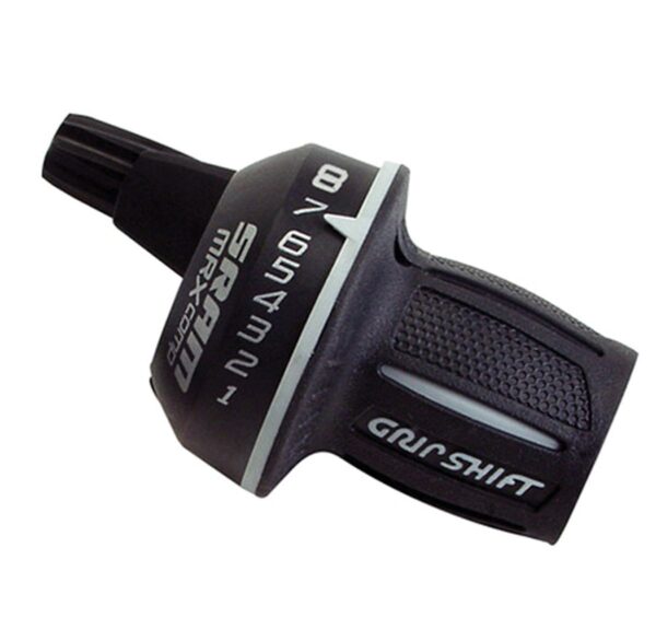 SRAM MRX Comp 8 Speed Rear Shifter Shimano compatible Black Twist Affordable shifter with time-tested GripShift design for Shimano MTB rear derailleurs with 9 or fewer cogs. Black, 8 speeds.