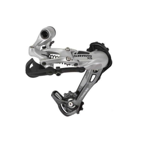 SRAM X.5 Rear Derailleur Medium Cage Black Silver Steel Cage ESP Compatible Enhance your trail experience with the SRAM X.5 Rear Derailleur in medium cage size. Featuring ESP compatibility with a 1:1 actuation ratio, Direct Route Technology for smooth shifting, and a durable steel cage. Choose from black or silver colors.