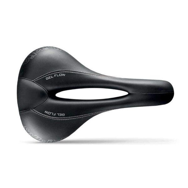 Selle Italia Donna Saddle 270x168mm Gel Flow Black Women 345g Experience ultimate comfort with Selle Italia Donna Gel Flow saddle designed for female riders. Gel padding, Dura-Tek cover, and ID match fit ensure a perfect ride. Get measured with idmatch Smart Caliper for personalized comfort and performance.