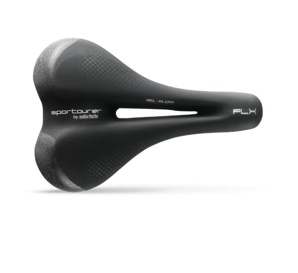 Selle Italia Womens FLX Gel Flow Saddle Black L2 One Size Ergonomic Comfort Gel Padding 265mm 419g Road Bike Universal Fit Cycling Experience comfort and performance with the Selle Italia Women's FLX Gel Flow Saddle. Celebrating 30 years of excellence, this saddle features a compact shape, carbon rails, and a durable Fibra-Tek cover. With CarboKeramic rails for strength and lightness, it's the perfect upgrade for riders seeking top performance.