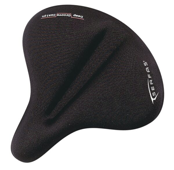 Serfas BMP Gel Saddle Pad Cover Cruiser 266mm X 254mm Enhance your cycling experience with Serfas BMP Gel Saddle Pad Cover for cruiser style saddles. Featuring a new anatomic dip for extra comfort, 30% more gel for superior cushioning, and easy drawstring installation. Upgrade to a thicker and softer top for the ultimate ride.