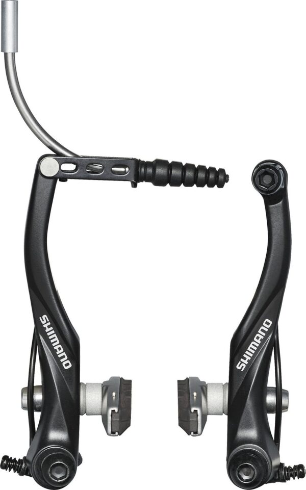 Shimano BR T4000 V Brake Black 107mm X Type Efficient design for smooth stopping power. X-type v-brake with 107mm arch. Mudguard prevents mud buildup. Shimano quality and versatility for all series components.