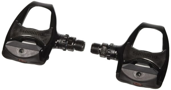 Shimano SPD SL PD R 540 Black Aluminum Road Bike Pedals Clip into the Shimano PD-R540 SPD-SL Road Bike Pedals and enjoy a stable ride with a wide pedal platform. Easily adjust cleat tension for optimal performance. Low maintenance and durable design with a 2-year warranty.