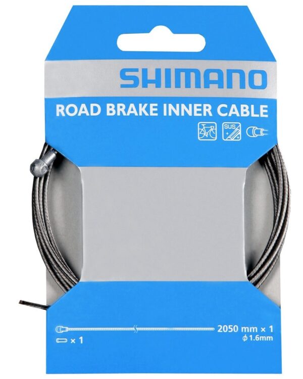 Shimano Stainless Steel Road Brake Cable 1.6x1700mm SHIMANO Strong Slick Cable Stainless Steel Enhance your braking power with Shimano Stainless Steel Road Brake Cable. This 1.6x1700mm cable is strong, slick, and rust-resistant, ensuring smooth operation and durability.