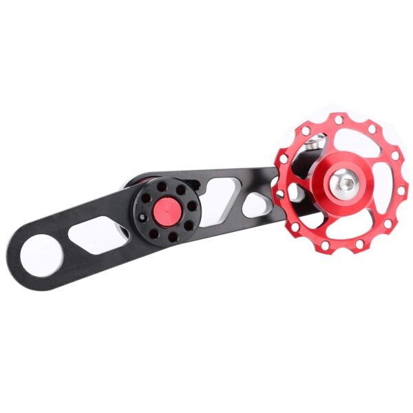 Single Speed Bike Chain Tensioner Aluminum Alloy Folding Chain Adjuster VBESTLIFE 63g Change multi-speed bikes into single speed with this lightweight aluminum chain tensioner. Perfect for folding bikes with 11T or 13T rear derailleur, easy to install and use.