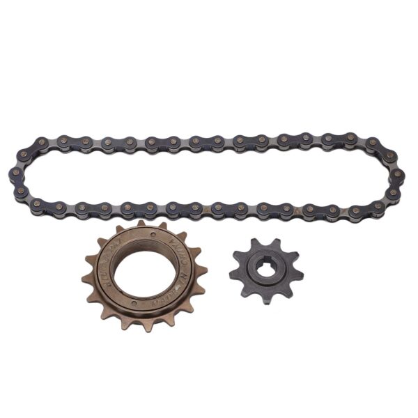 Single Speed FreewheelChain Kit 16T Freewheel 9T Sprocket 38 Section Chain Mountain Bike VBESTLIFE Upgrade your bike with this high-quality Steel Freewheel Chain Kit from VBESTLIFE. Durable, easy to install, and suitable for various bike types.