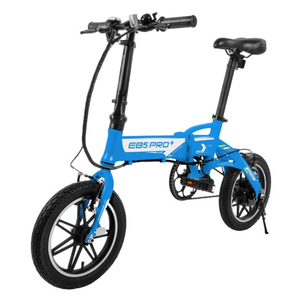 Swagtron EB5 Folding Electric Bike 14 Premium Design 15 MPH 15.5 Miles Range Extra Battery Option Upgrade your commute with the Swagtron EB5 PLUS folding eBike. Cruise up to 15.5 miles at 15 MPH. Premium design, extra battery option, and foldable for easy storage.