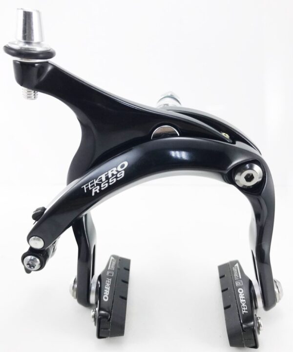 TEKTRO R559 Road Brake Caliper Long Arms 5573mm Set Silver Black FrontRear Upgrade your bike with the TEKTRO R559 Road Brake Caliper. Featuring long arms with a reach of 55~73mm, dual pivot system, and forged aluminum construction. Available in high polish silver or black anodized finish.