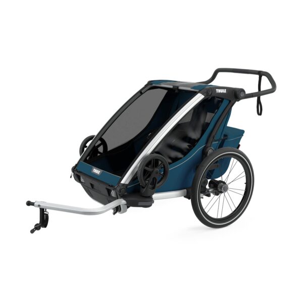 Thule Chariot Cross Multisport Trailer Stroller Size XL Compact Fold Experience all-season family adventures with the Thule Chariot Cross Multisport Trailer & Stroller. Easy to use, versatile design for strolling, biking, jogging, and skiing. Adjustable suspension, comfy seats, and XL cargo space for a smooth and enjoyable ride.