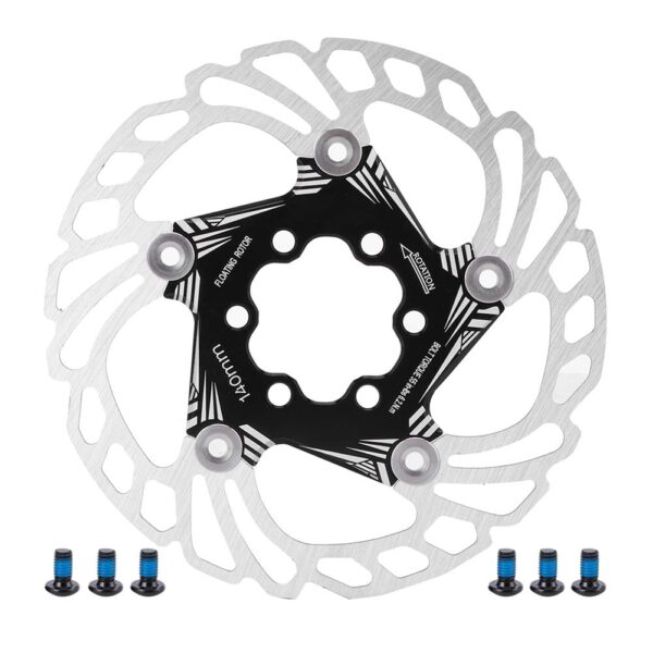 VGEBY 140mm Floating Brake Disc Rotor Six Screws Mountain Bike Brake Pad Floating Cooling Rotors 5 Stud Cycling Accessory Black Enhance your mountain bike with the VGEBY Floating Brake Disc. Made of high-quality stainless steel, it reduces weight, offers a special design with a floating buckle, and comes in various colors. Get yours now!