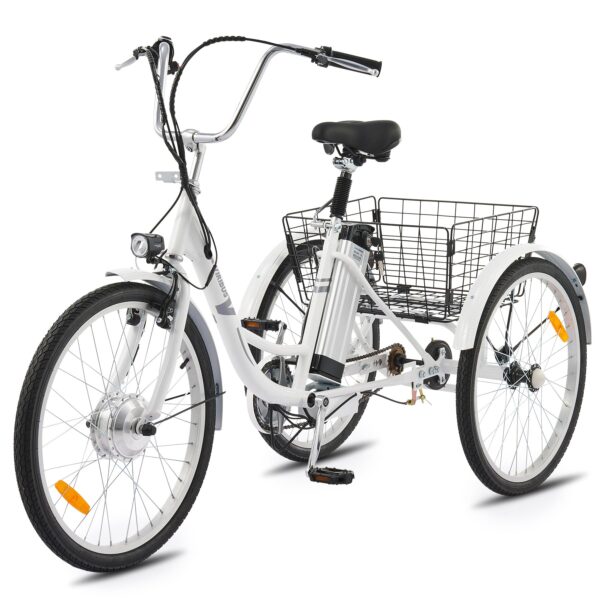 Viribus Electric Trike 36V 10Ah Battery 250W E Trike Men Senior 330 lb. 26 inch Explore the world on the Viribus Electric Trike, featuring a 36V ebike battery for a 22-mile range. This 3-wheel electric bike offers safety with a sturdy frame, front and rear brakes, and honk/light features. Choose from 3 modes for versatile use. Easy assembly, 1-year warranty.