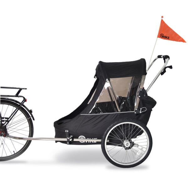 Wike Premium Double Childrens Bicycle Trailer Stroller Jogger Kits 2 Children 52in100lbs WIKE Premium Double Bike Trailer offers versatile family adventures! Bike, stroll, and jog with ease. Transport 2 kids comfortably on exciting outdoor trips.