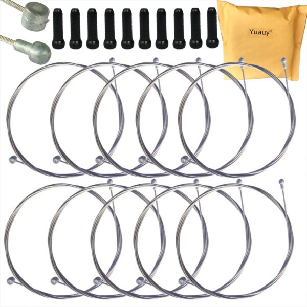 Yuauy 10 pcs 2m Long Universal Bicycle Bike Replaceable Brake Inner Wire Cable Moutain Road MTB 10 PCs Black Alloy Cable Cap End Tip Upgrade your bike's braking power with Yuauy's Universal Stainless Steel brake cable set. Suitable for front and rear brakes, durable and smooth operation.