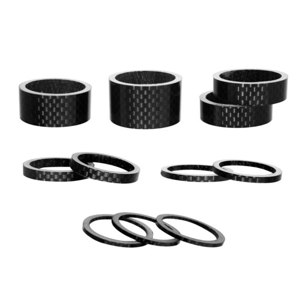 ZTZ Carbon Fiber Aluminum 11PCS Headset Spacer Set Ultralight Bicycle Threadless Spacers Compatible with MTB Road BMX Upgrade your biking experience with the ZTZ 11PCS Headset Spacer Set. Includes 6 sizes of carbon fiber and aluminum spacers for a perfect fit. Enjoy a sophisticated design, effortless installation, and improved stability on any bike.